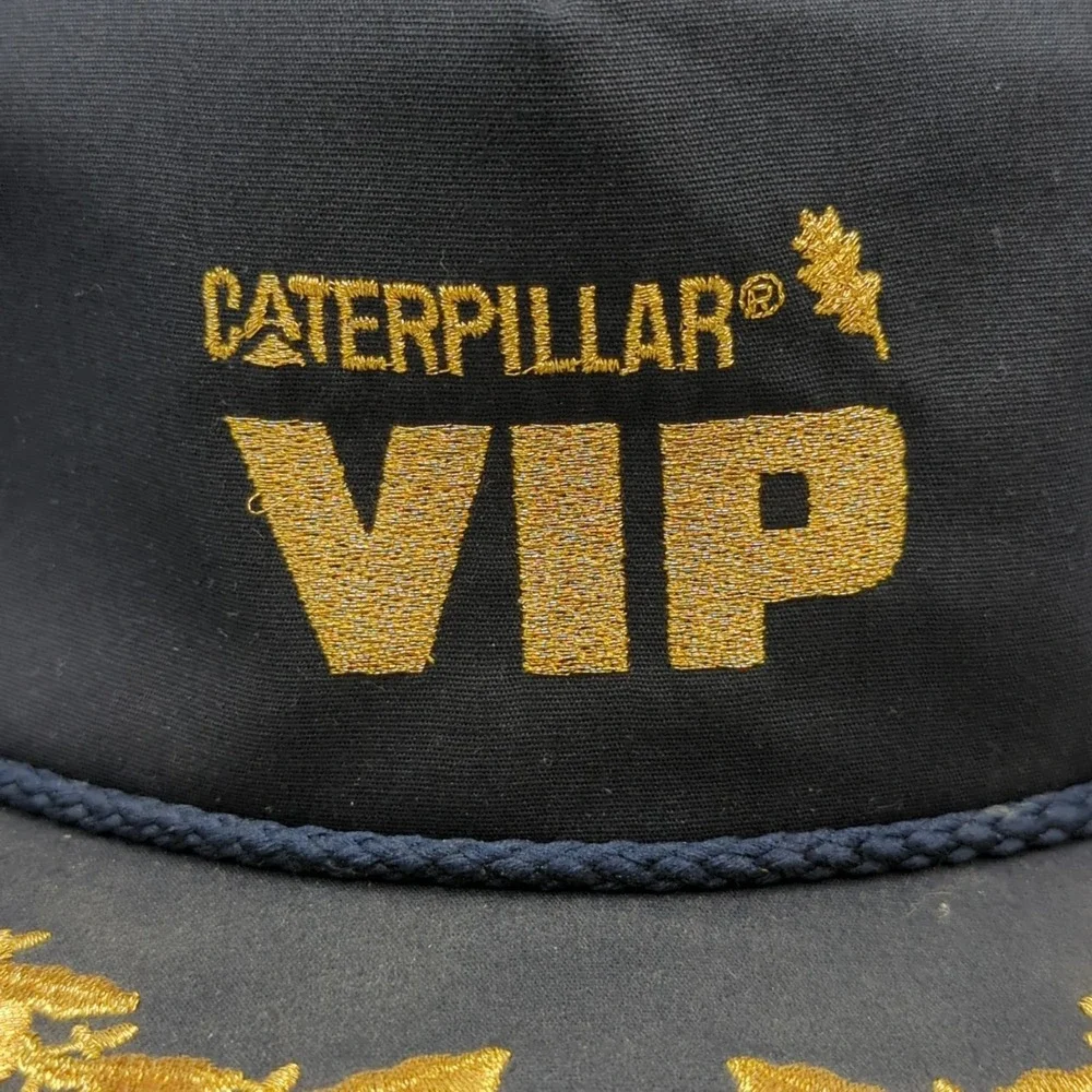 CAT Caterpillar VIP Hat Rope Embroidered Cap Adjustable Strapback OSFM Navy USA